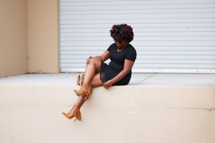 Black Mesh Cotton Dress