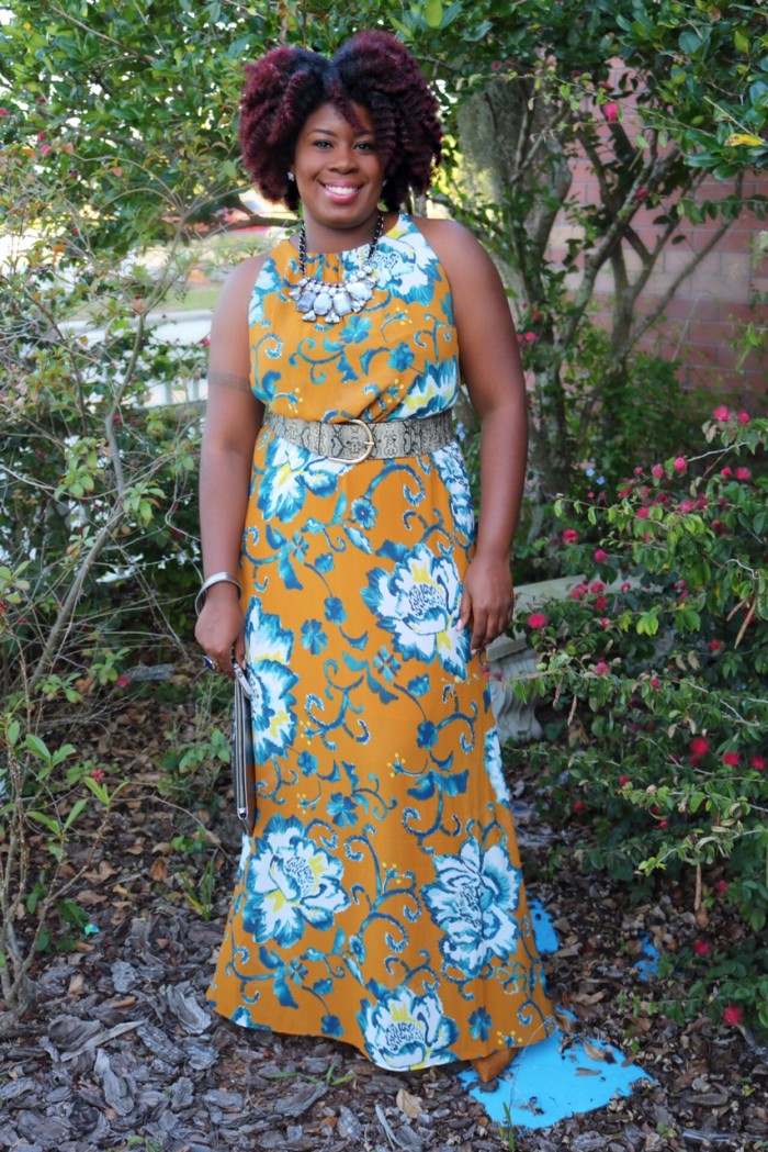 Floral Maxi Dress with Fringe Pumps Black Fashion Blogger Orlando
