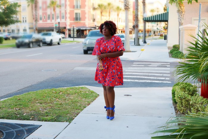 Black Fashion Blogger Orlando Red Floral Dress