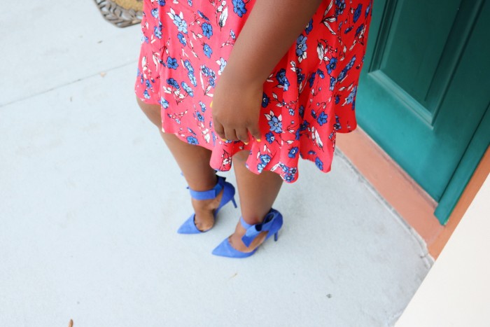 Blue Pumps with Big Bow on Ankle