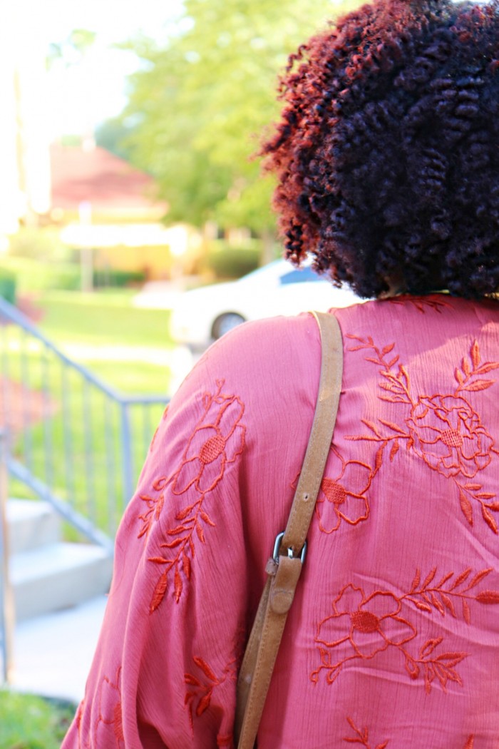 Zara Floral Kimono Top, Red Natural Hair 